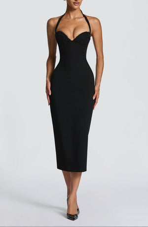 Midi Pencil Dress Lace Trim – Enya - Bellux
