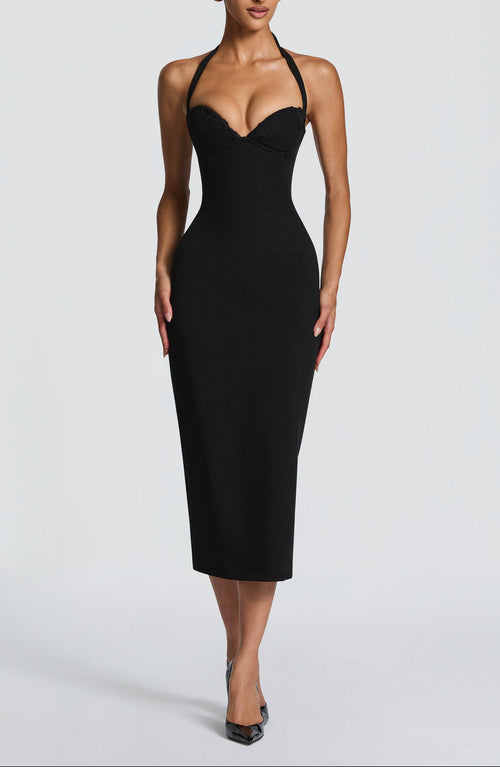 Midi Pencil Dress Lace Trim – Enya - Bellux