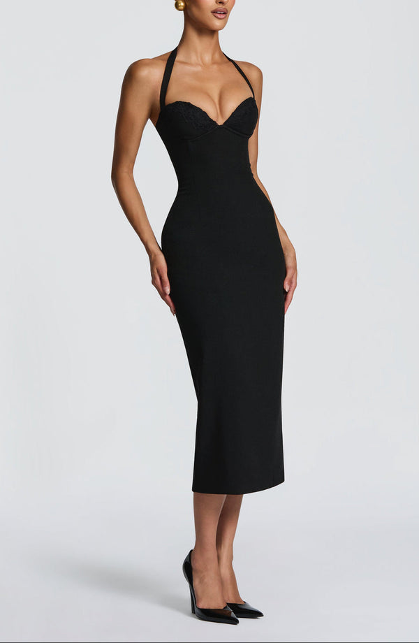 Midi Pencil Dress Lace Trim – Enya - Bellux