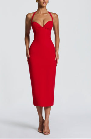 Midi Pencil Dress Lace Trim – Enya - Bellux