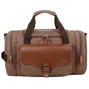 Multi-Compartment Carry-On Duffle – Water-Resistant Canvas - Brown - Bellux