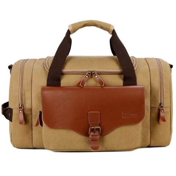 Multi-Compartment Carry-On Duffle – Water-Resistant Canvas - Khaki - Bellux
