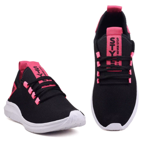Orthopaedic Walking Trainers - Orthotic Support - Aisling - Black and Dark Pink - Bellux
