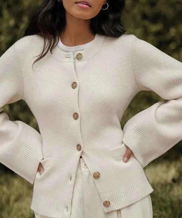 Oversize Button-Front Cardigan – Florence - Beige - Bellux
