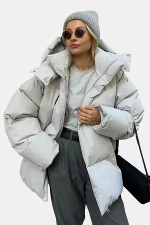 Oversized Hooded Puffer Coat – Insulated – Hollis - Light Gray - Bellux