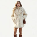 Oversized Lapel Coat Minimal Shedding Vegan Fur – Aurora - Bellux