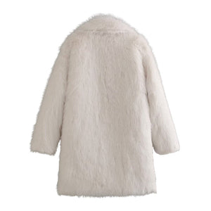 Oversized Lapel Coat Minimal Shedding Vegan Fur – Aurora - Bellux