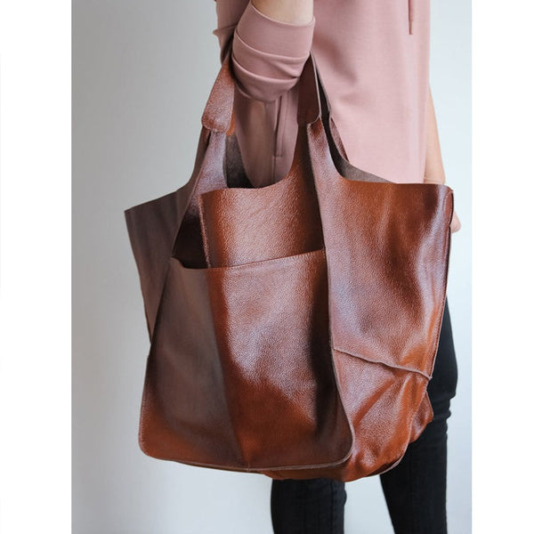 Oversized Scratch-Resistant Vegan Leather Tote – Odette - Bellux