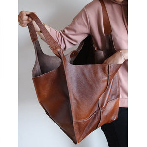 Oversized Scratch-Resistant Vegan Leather Tote – Odette - Bellux