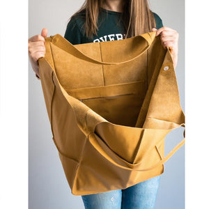 Oversized Scratch-Resistant Vegan Leather Tote – Odette - Bellux