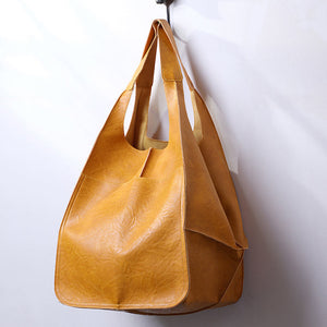 Oversized Scratch-Resistant Vegan Leather Tote – Odette - Yellow - Bellux