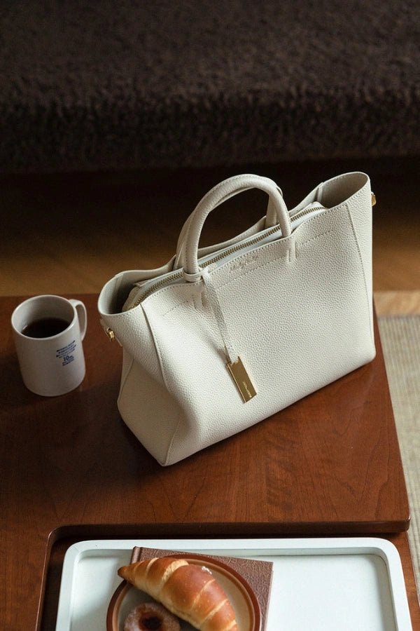 Pebbled Top-Handle Handbag Sleek Minimalist – Isobel - Bellux