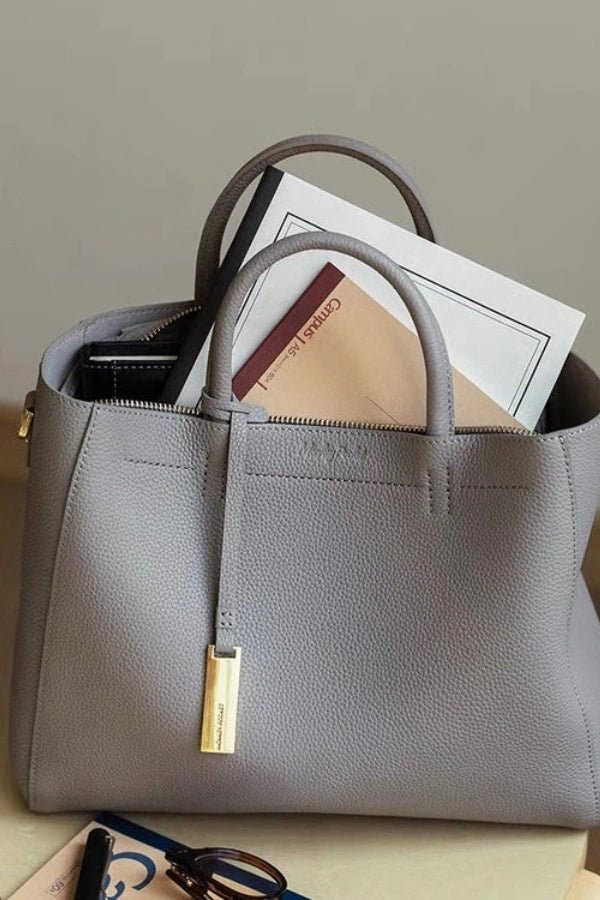 Pebbled Top-Handle Handbag Sleek Minimalist – Isobel - Bellux