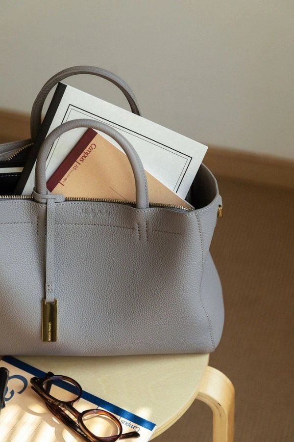 Pebbled Top-Handle Handbag Sleek Minimalist – Isobel - Bellux