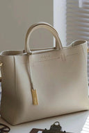 Pebbled Top-Handle Handbag Sleek Minimalist – Isobel - Creamy White - Bellux