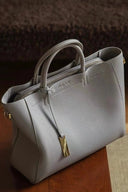 Pebbled Top-Handle Handbag Sleek Minimalist – Isobel - Gray - Bellux