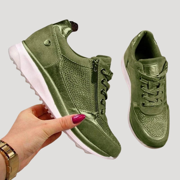 Platform Wedge Trainers Secure-Fit Side-Zip – Linnea - Green - Bellux