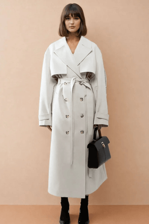 Pleated-Back Belted Oversized Trench Coat – Jessamine - Ahtisa Beige - Bellux