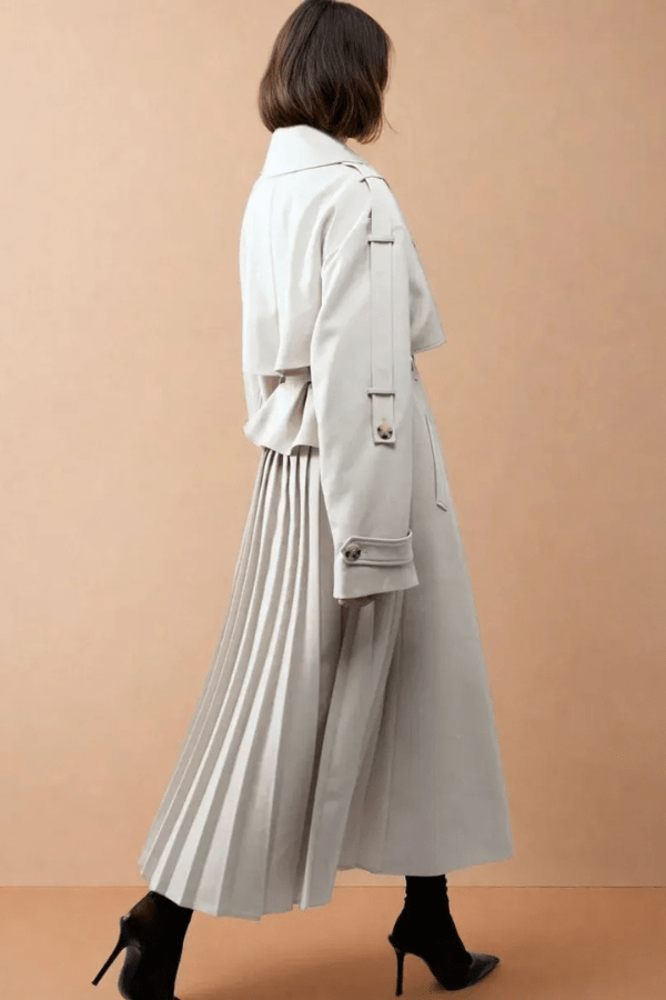 Pleated-Back Belted Oversized Trench Coat – Jessamine - Ahtisa Beige - Bellux