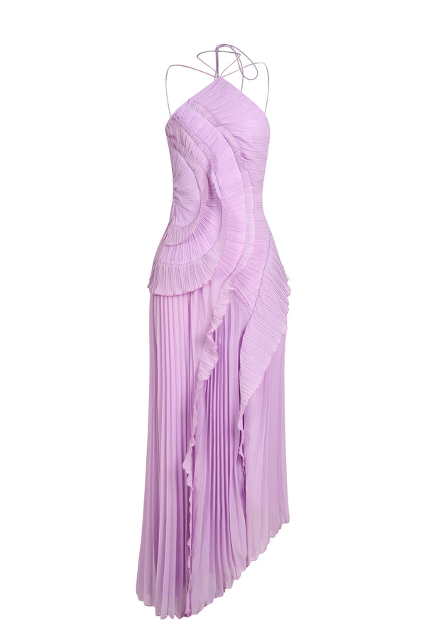 Talia Pleated Halter Midi Dress - High Stretch Fit Talia Pleated Halter Midi Dress - High Stretch Fit