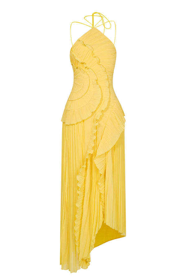 Talia Pleated Halter Midi Dress - High Stretch Fit Talia Pleated Halter Midi Dress - High Stretch Fit
