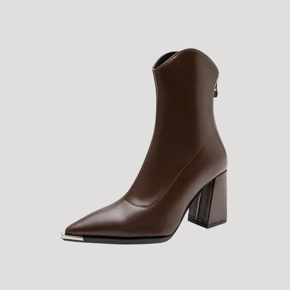 Pointed-Toe Ankle Boots – All-Day Comfort Block Heel – Cleo - Bellux