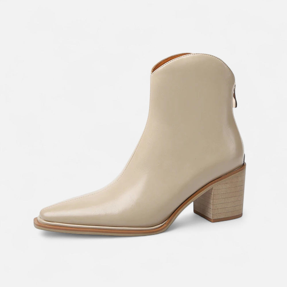 Pointed Toe Heeled Boots – Comfort-Fit Sable - Beige - Bellux