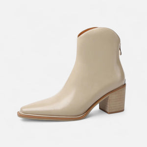 Pointed Toe Heeled Boots – Comfort-Fit Sable - Beige - Bellux