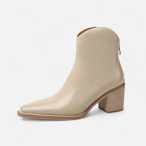 Pointed Toe Heeled Boots – Comfort-Fit Sable - Beige - Bellux