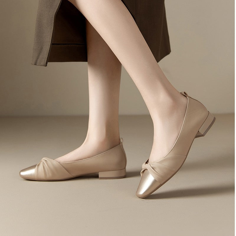 Pointed Toe Low Heel Court Shoes – All-Day Comfort – Fenella - Khaki - Bellux