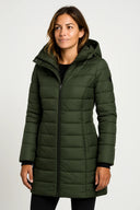 Quilted Puffer Coat Mid-Length Lightly Fitted – Elspeth - Green - Bellux