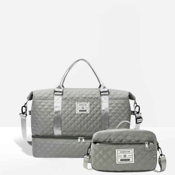 Quilted Weekender Holdall Spacious – Elysia - Gray Combo Bag - Bellux