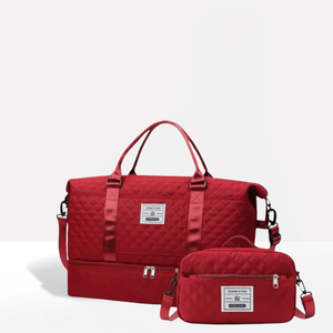 Quilted Weekender Holdall Spacious – Elysia - Red Combo Bag - Bellux