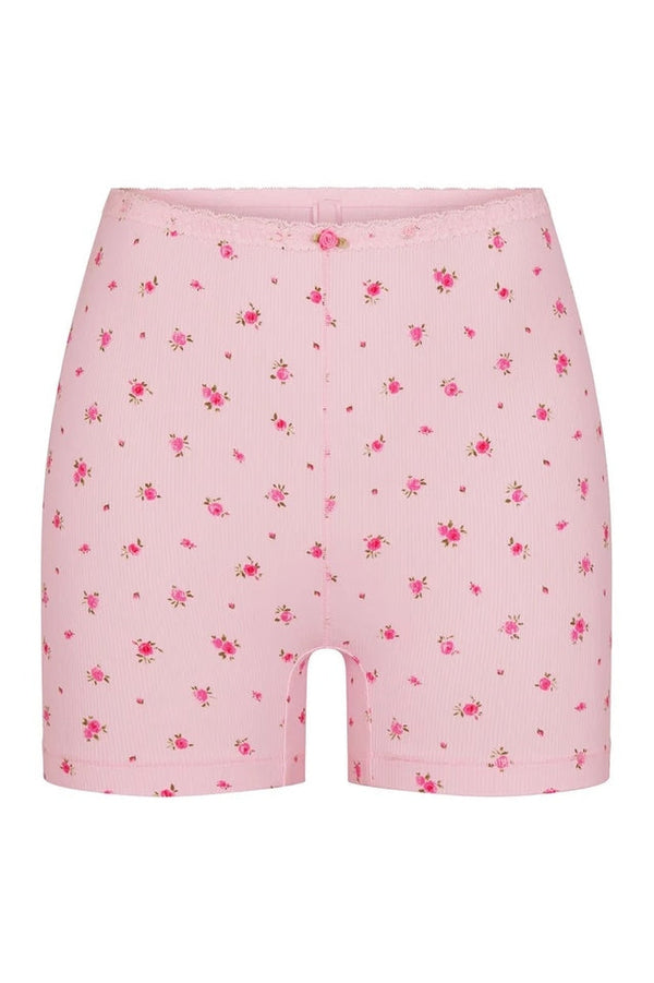 Ribbed Lounge Set Lace-Trimmed Rosette Detail – Etta - Bellux