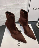 Satin Slip-On Boots – Lesli - coffee - Bellux