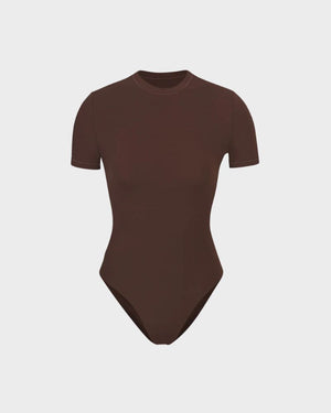 Seamless T-Shirt Bodysuit Sculpting Tummy Control - Coffee - Bellux