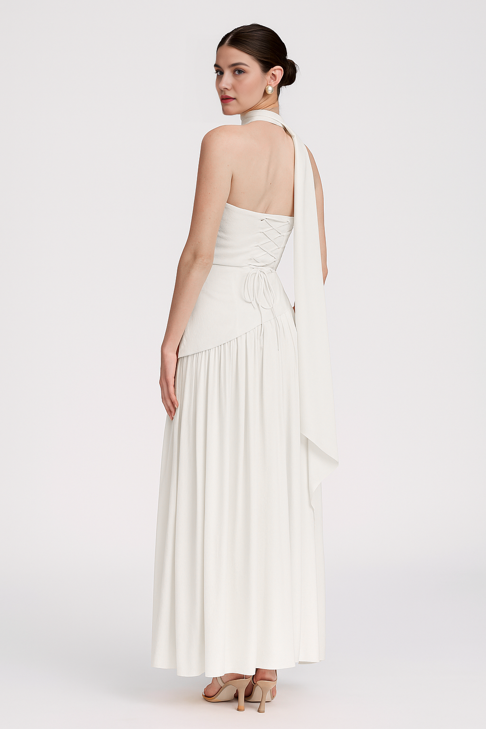 Shaping Asymmetric Dress – Harriet - White - Bellux