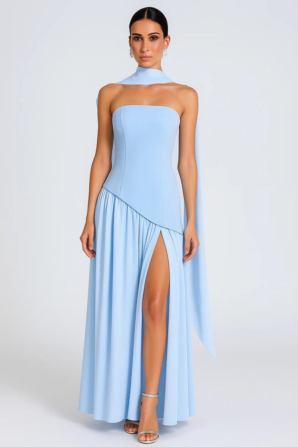 Shaping Asymmetric Dress – Harriet - Blue - Bellux