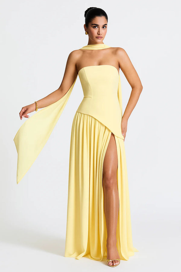 Shaping Asymmetric Dress – Harriet - Yellow - Bellux