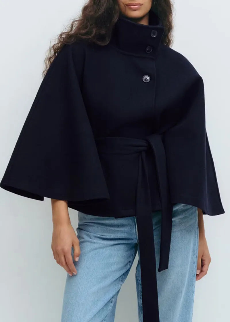 birthdaybash BB 3WAY CAPE COAT ブラック Rosabel Short Belted Cape Coat – Waist-Defining Warmth