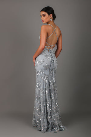 Show-Stopping V-Neck Backless Sequin Maxi Dress – Coralie - Bellux