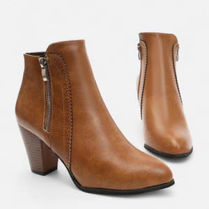 Side-Zip Ankle Boots Non-Slip Coarse Block Heel – Phoebe - Bellux