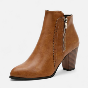 Side-Zip Ankle Boots Non-Slip Coarse Block Heel – Phoebe - Bellux