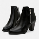 Side-Zip Ankle Boots Non-Slip Coarse Block Heel – Phoebe - Black - Bellux
