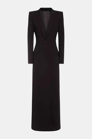 Single-Breasted Longline Coat Tailored Fit – Elspeth - Black - Bellux