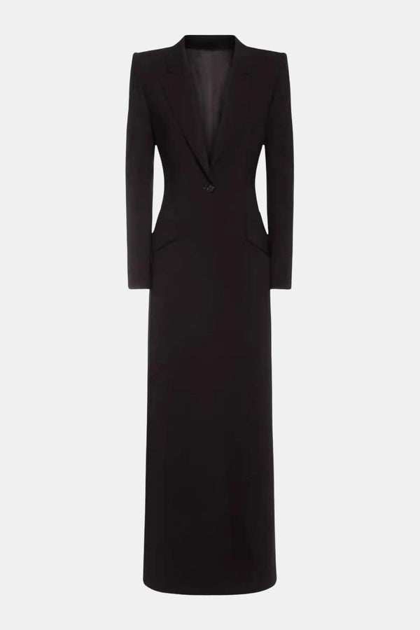 Single-Breasted Longline Coat Tailored Fit – Elspeth - Black - Bellux
