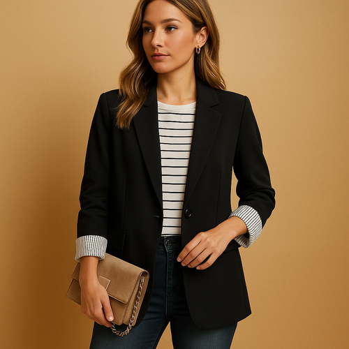 Single-Breasted Tailored Blazer – Structured Fit Agnes - Black - Bellux