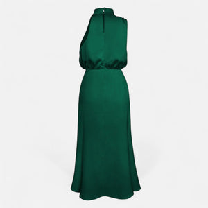 Sleeveless A-Line Elongating Satin Maxi Dress – Delphine - Bellux