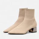 Sock Boots Sculpted Pointed Toe Stretch-Knit – Seraphina - Beige - Bellux