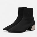 Sock Boots Sculpted Pointed Toe Stretch-Knit – Seraphina - Black - Bellux